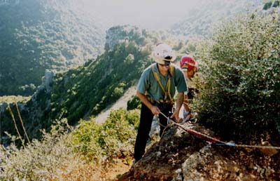Palestra di roccia - allievo e istruttore