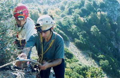 Palestra di roccia - allievo e istruttore